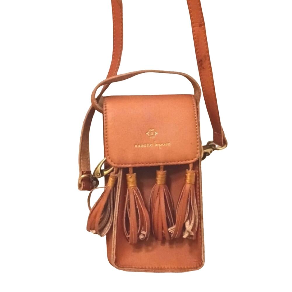 Nanette Lepore Mini Crossbody Bag Leather Fringed Lt Brown Western Festival $215